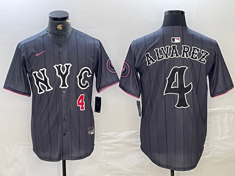 Men New York Mets #4 Alyarez Black City Edition 2024 Nike MLB Jersey style 1->new york mets->MLB Jersey